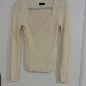 GAP Ivory Ribbed Knit Top